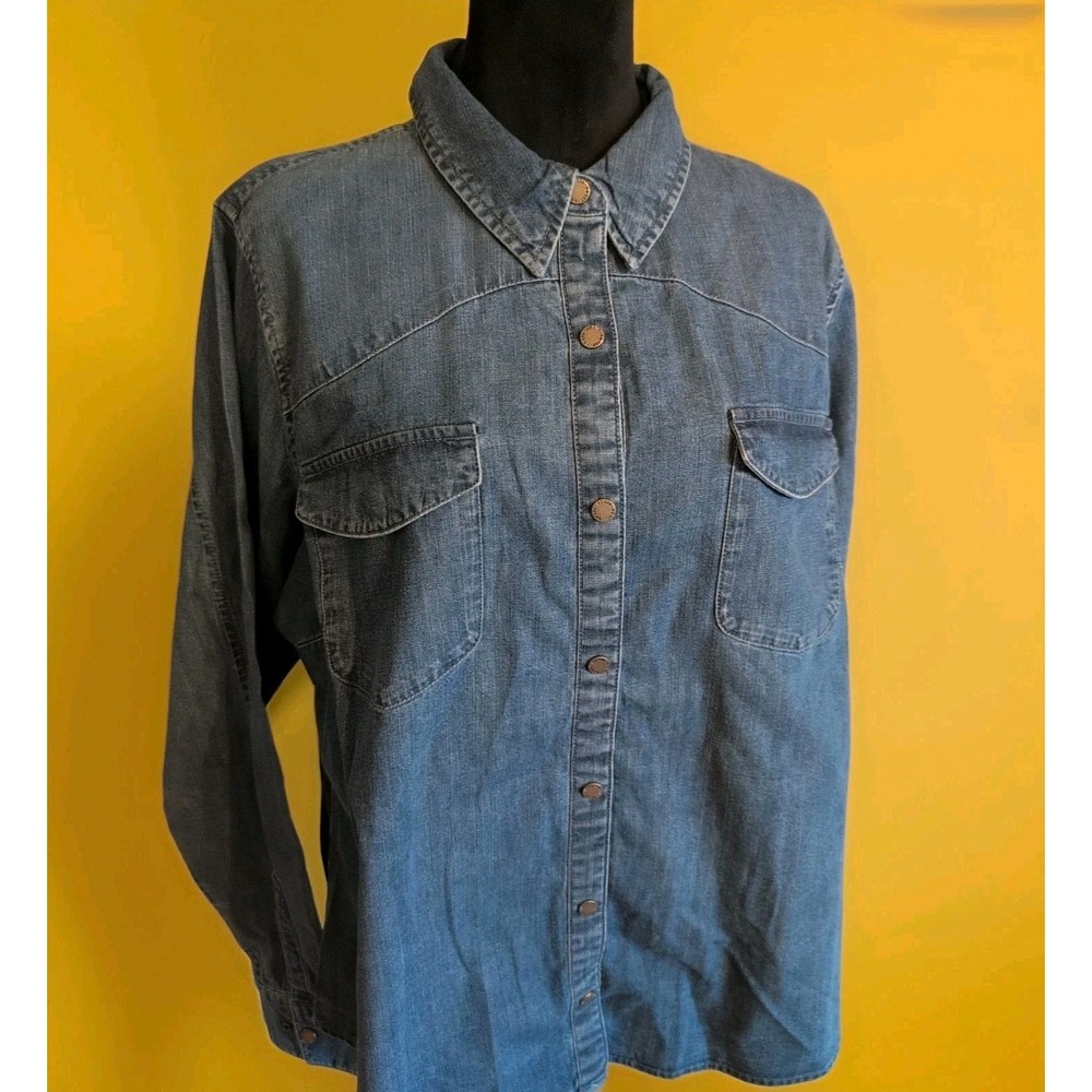Harley-Davidson Women's‎ Indigo H-D Snaps Denim Shirt Long Sleeve NWOT Sz XXL